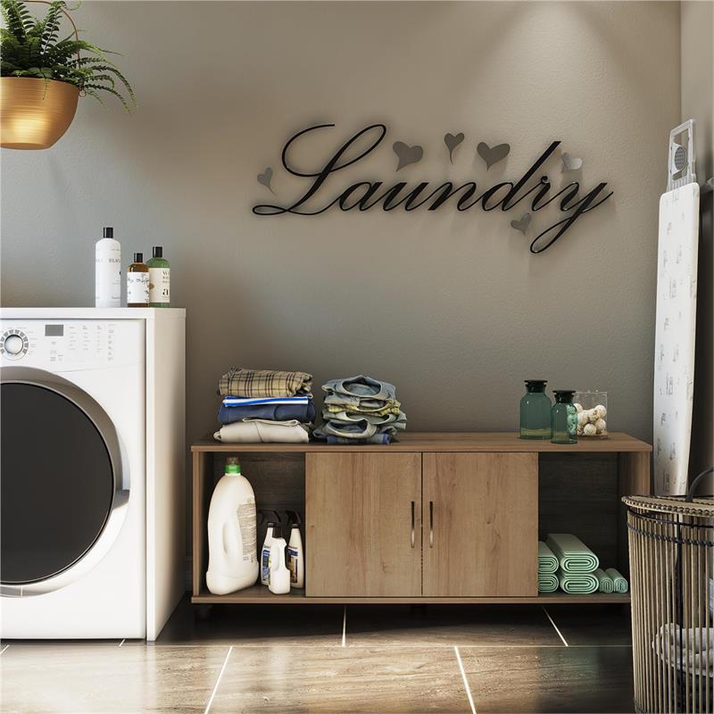 Pemberly Row Transitional Shoe Storage Bench in Natural