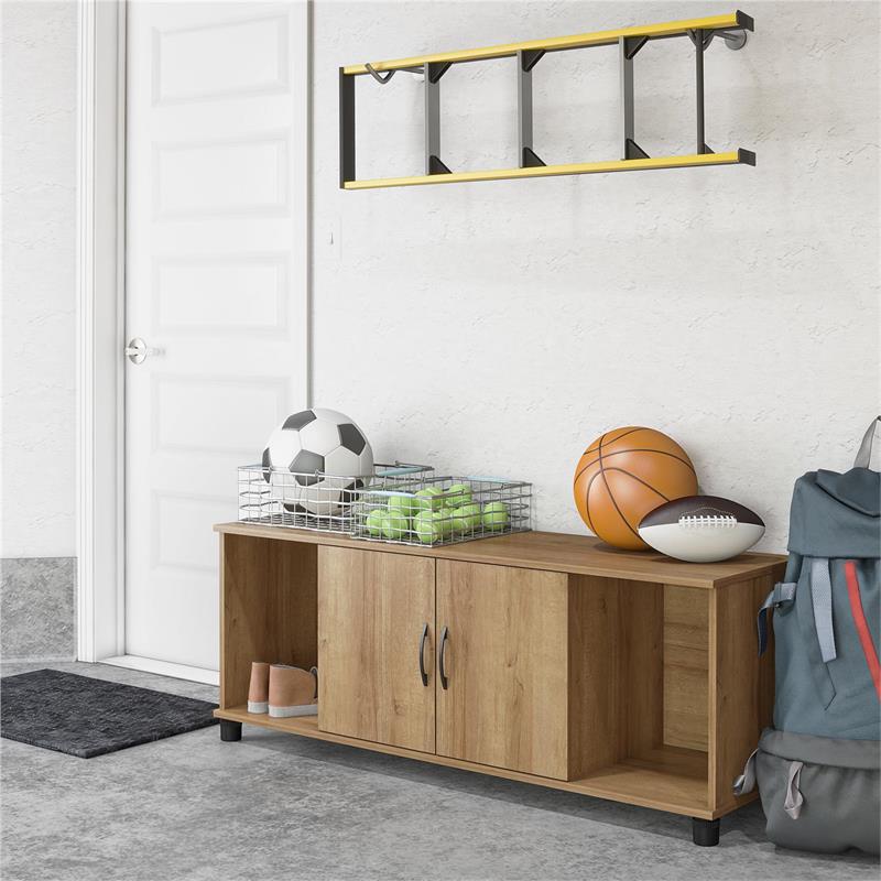 Pemberly Row Transitional Shoe Storage Bench in Natural