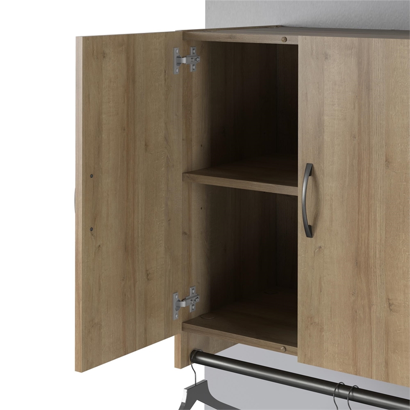 Pemberly Row Transitional 2 Door Wall Cabinet with Hanging Rod in Natural