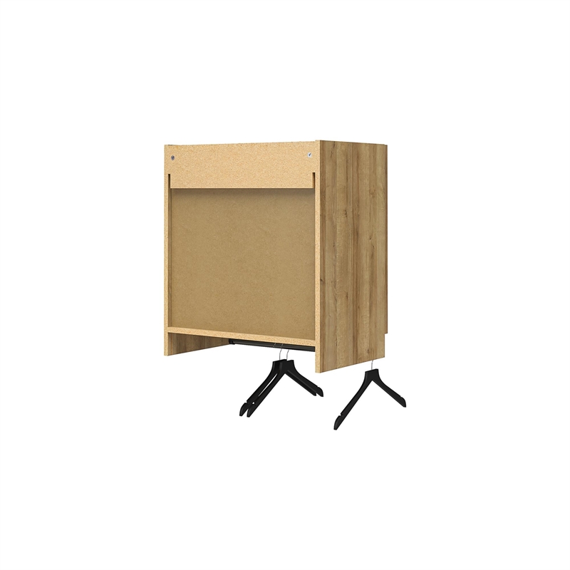 Pemberly Row Transitional 2 Door Wall Cabinet with Hanging Rod in Natural