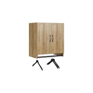 Pemberly Row Transitional 2 Door Wall Cabinet with Hanging Rod in Natural