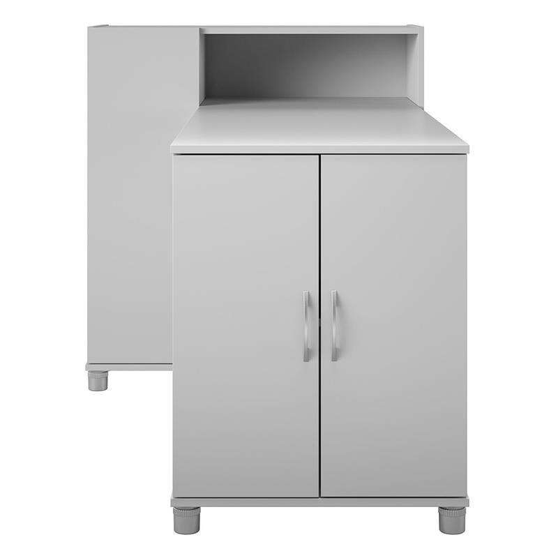 Pemberly Row Transitional Wood Hobby and Craft Desk with Storage Cabinet in Gray
