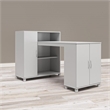 Pemberly Row Transitional Wood Hobby and Craft Desk with Storage Cabinet in Gray