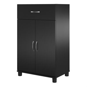 Pemberly Row Transitional 24&quot 1 Drawer/2 Door Base Storage Cabinet in Black