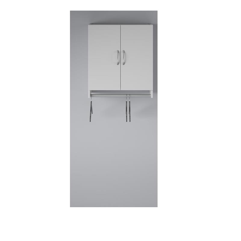 Pemberly Row Transitional 2 Door Wall Cabinet with Hanging Rod in Dove Gray