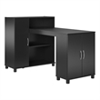 Pemberly Row Transitional Wood Hobby and Craft Desk w/ Storage Cabinet in Black