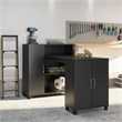Pemberly Row Transitional Wood Hobby and Craft Desk w/ Storage Cabinet in Black