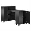 Pemberly Row Transitional Wood Hobby and Craft Desk w/ Storage Cabinet in Black