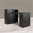 Pemberly Row Transitional Wood Hobby and Craft Desk w/ Storage Cabinet in Black