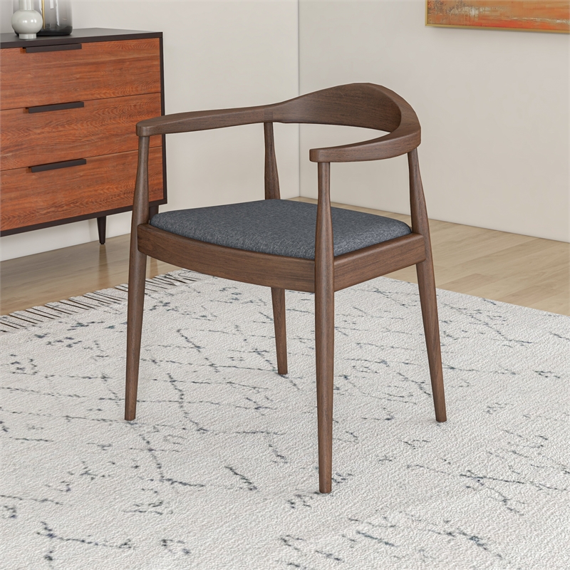 Pemberly Row 5-Piece Mid-Century Solid Wood Dining Set with 4 Gray Chairs