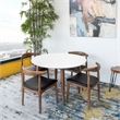 Pemberly Row 5-Piece Mid-Century Dining Set Round White Table and Black Chairs
