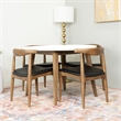 Pemberly Row 5-Piece Mid-Century Dining Set Round White Table and Black Chairs