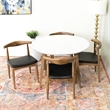 Pemberly Row 5-Piece Mid-Century Dining Set Round White Table and Black Chairs