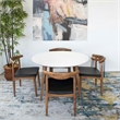 Pemberly Row 5-Piece Mid-Century Dining Set Round White Table and Black Chairs