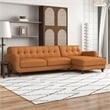 Pemberly Row L-Shape Tight Back Leather Upholstery Right-Facing Sectional in Tan