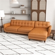 Pemberly Row L-Shape Tight Back Leather Upholstery Right-Facing Sectional in Tan