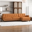 Pemberly Row L-Shape Tight Back Leather Upholstery Right-Facing Sectional in Tan