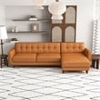 Pemberly Row L-Shape Tight Back Leather Upholstery Right-Facing Sectional in Tan