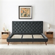 Pemberly Row Mid-Century Velvet Upholstered Platform Bed King Size in Grey