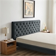 Pemberly Row Mid-Century Velvet Upholstered Platform Bed King Size in Grey