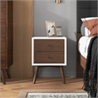 Pemberly Row Solid Wood Frame 2-Drawers Bedroom Nightstand in White/Walnut