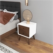 Pemberly Row Solid Wood Frame 2-Drawers Bedroom Nightstand in White/Walnut