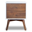 Pemberly Row Solid Wood Frame 2-Drawers Bedroom Nightstand in White/Walnut