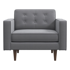 Pemberly Row Mid-Century Pillow Back Velvet Armchair in Grey