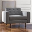 Pemberly Row Mid-Century Pillow Back Velvet Armchair in Grey