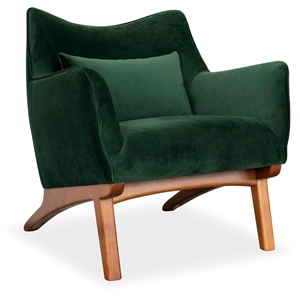 pemberly row mid-century tight back velvet upholstered armchair in green