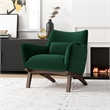 Pemberly Row Mid-Century Velvet Upholstered Tight Back Armchair in Green