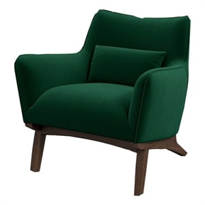 Pemberly Row Mid-Century Velvet Upholstered Tight Back Armchair in Green