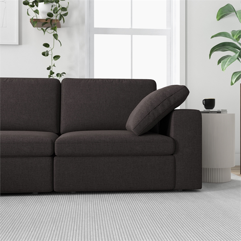 Pemberly Row Mid-Century Modern Fabric Modular Reversible Sofa in Gray