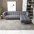 Pemberly Row Modern L-Shaped Tufted Back Fabric Right-Facing Sectional in Gray