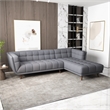 Pemberly Row Modern L-Shaped Tufted Back Fabric Right-Facing Sectional in Gray