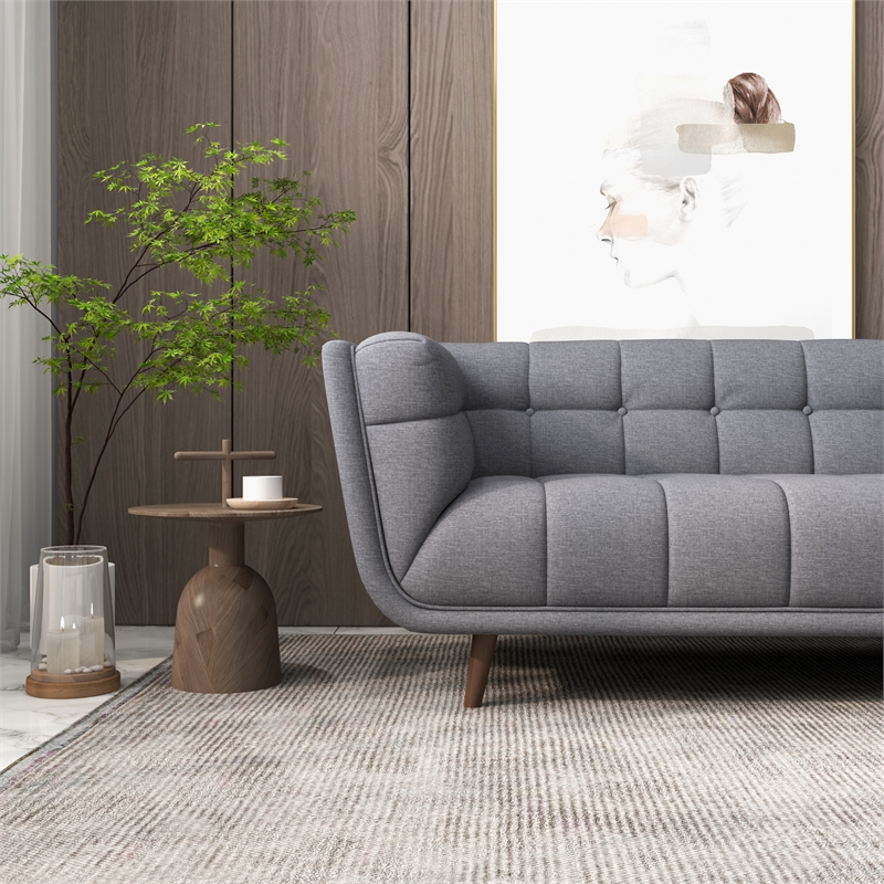 Pemberly Row Modern L-Shaped Tufted Back Fabric Right-Facing Sectional in Gray