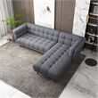 Pemberly Row Modern L-Shaped Tufted Back Fabric Right-Facing Sectional in Gray