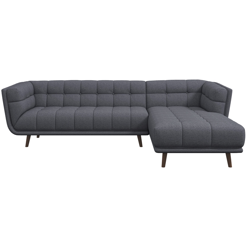 Pemberly Row Modern L-Shaped Tufted Back Fabric Right-Facing Sectional in Gray