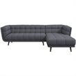 Pemberly Row Modern L-Shaped Tufted Back Fabric Right-Facing Sectional in Gray