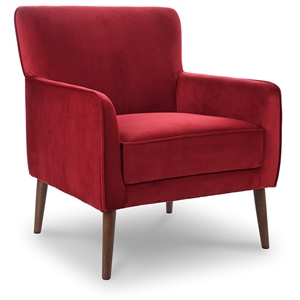pemberly row mid-century tight back velvet lounge chair in red