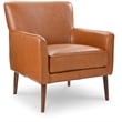 Pemberly Row Mid-Century Modern Tight Back Genuine Leather Lounge Chair in Tan