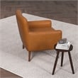 Pemberly Row Mid-Century Modern Tight Back Genuine Leather Lounge Chair in Tan