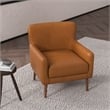 Pemberly Row Mid-Century Modern Tight Back Genuine Leather Lounge Chair in Tan