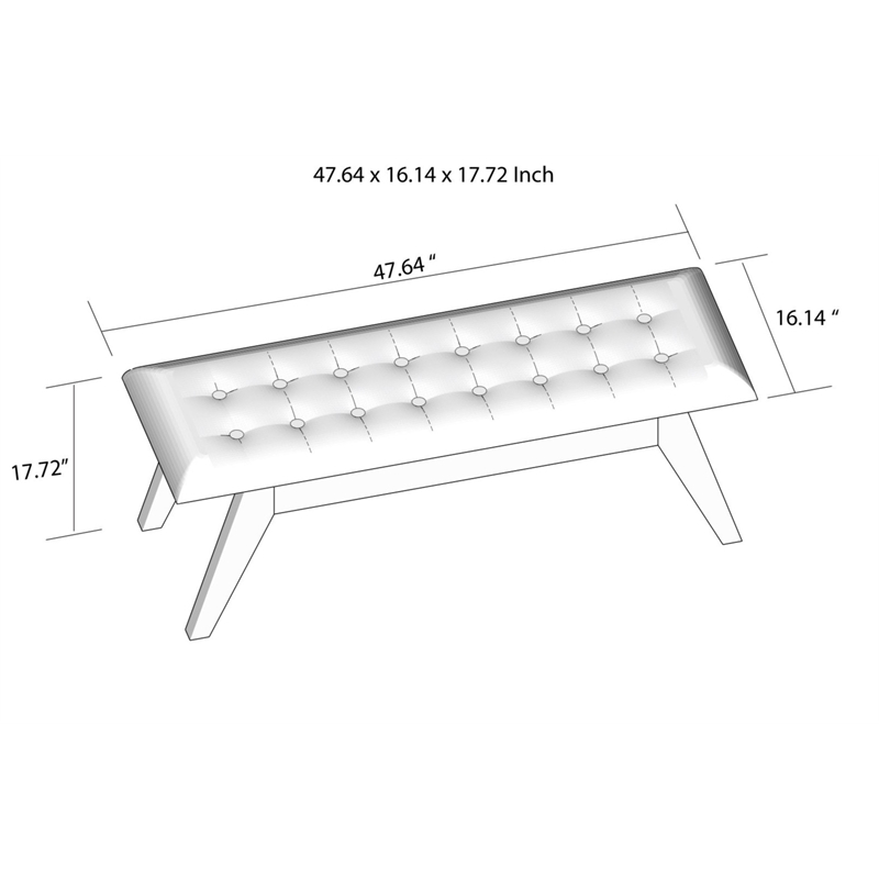 Pemberly Row Button-Tufted Genuine Leather Upholstered Bench in Tan