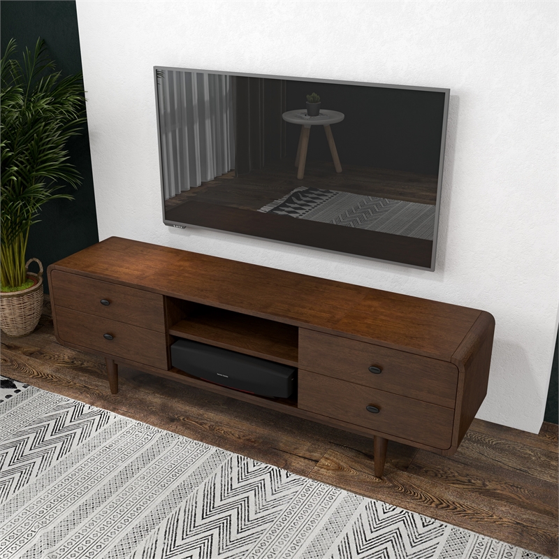 Pemberly Row Mid-Century Solid Wood TV Stand for TVs up to 65