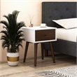 Pemberly Row Mid-Century Solid Wood 1-Drawer Night Stand in White