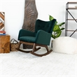 Pemberly Row Mid-Century Tight Back Velvet Rocking Chair in Green