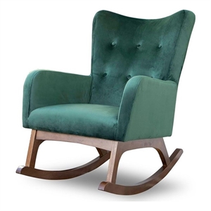 pemberly row mid-century tight back velvet rocking chair in green
