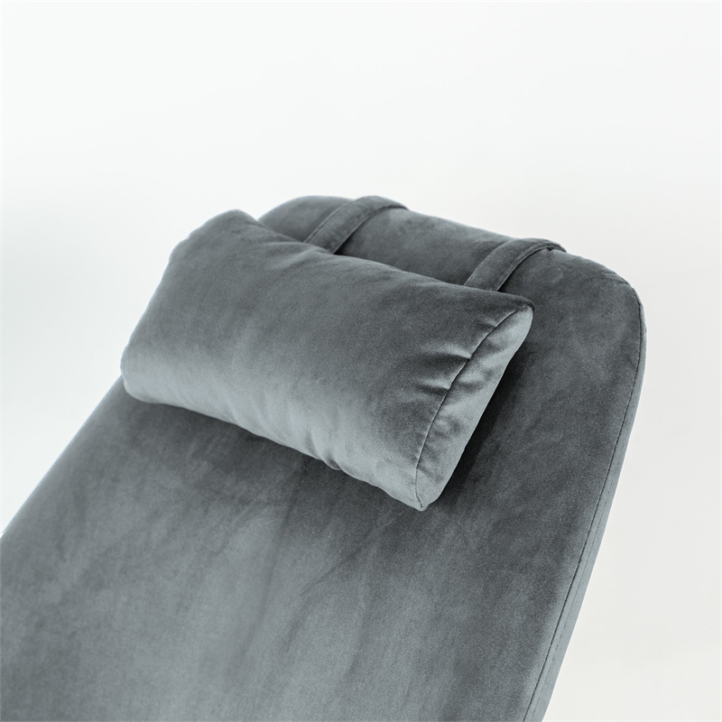 Pemberly Row Mid-Century Tight Back Velvet Rocking Chair in Dark Grey