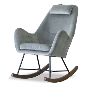 pemberly row mid-century tight back velvet rocking chair in dark grey